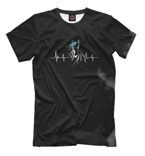 Мужская футболка с изображением Horse Heartbeat цвета Белый