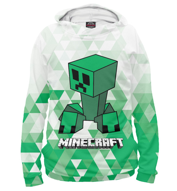 Мужское худи с изображением Minecraft Creeper Logo цвета Белый
