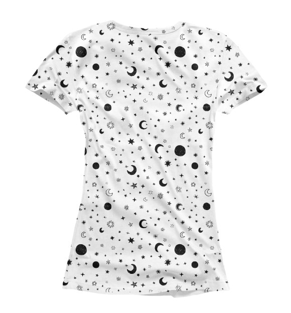 Женская футболка с изображением Луна и Звёзды цвета Белый