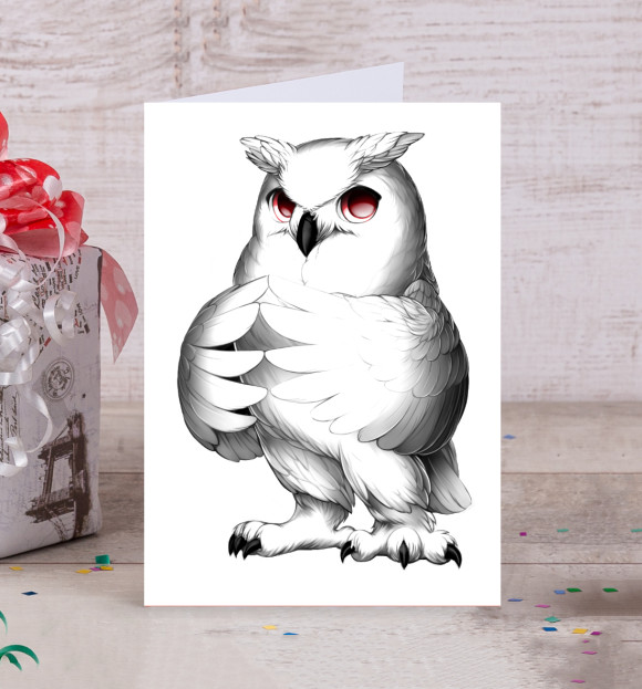 Открытка с изображением Owl цвета Белый