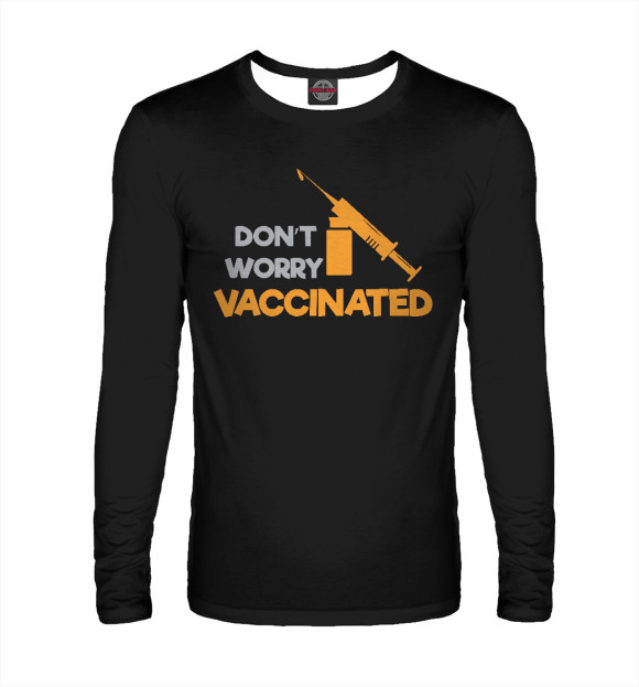 Мужской лонгслив с изображением Vaccinated цвета Белый