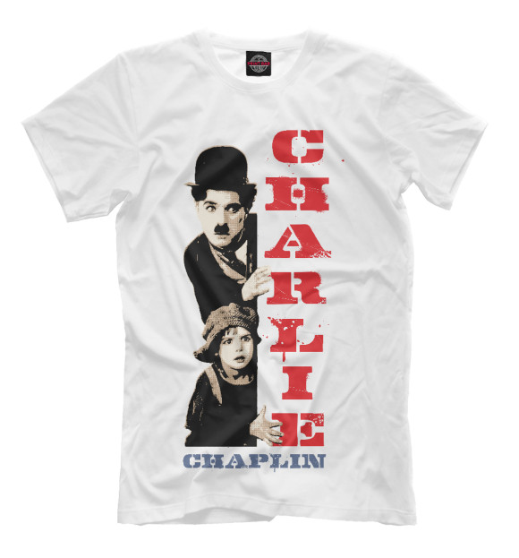 Мужская футболка с изображением Чарли Чаплин цвета Молочно-белый