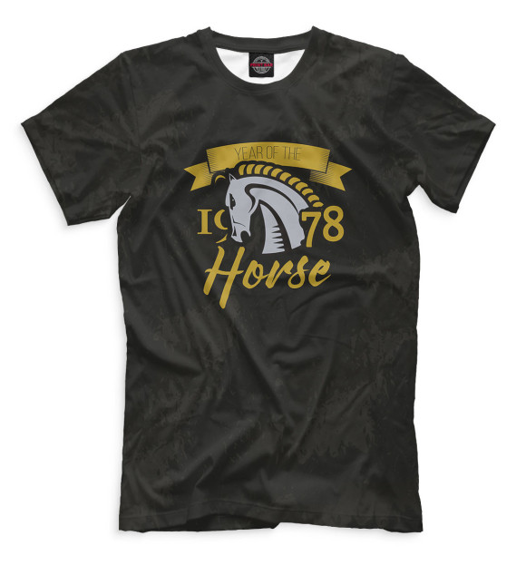 Мужская футболка с изображением Год лошади — 1978 цвета Черный