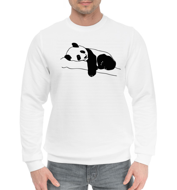 Мужской хлопковый свитшот с изображением Панда цвета Белый