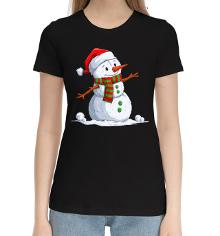 Хлопковая футболка для девочек Веселый Снеговик
