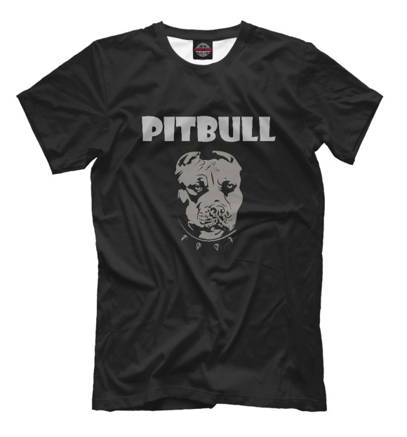 Мужская футболка с изображением PITBULL цвета Черный