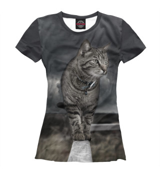 Женская футболка Кот и гроза