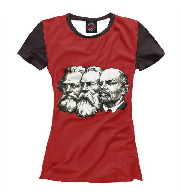 Футболка для девочек с изображением Маркс,Энгельс,Ленин цвета Белый