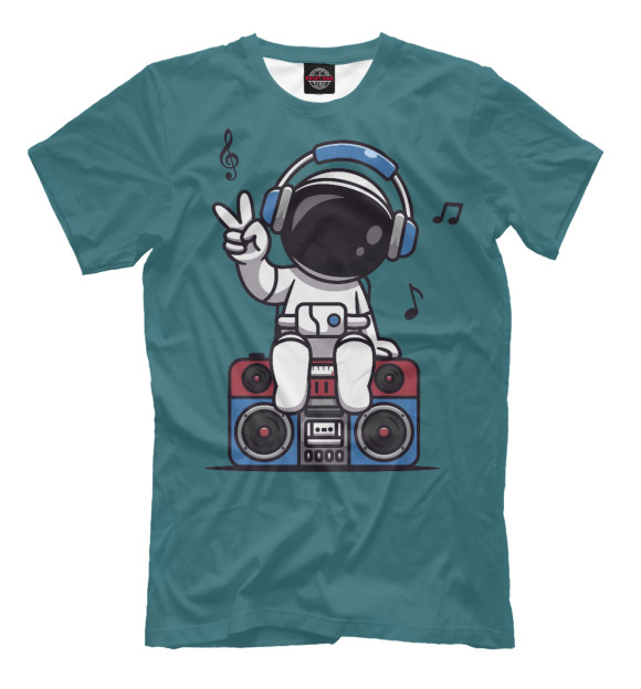 Мужская футболка с изображением Космический музыкант цвета Белый