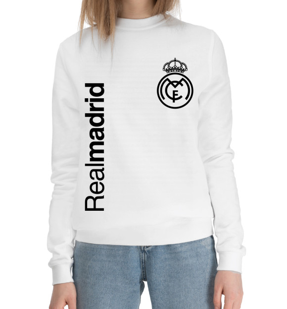 Женский хлопковый свитшот с изображением Real Madrid цвета Белый