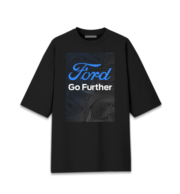 Женская футболка оверсайз с изображением Форд - Линии цвета Черный