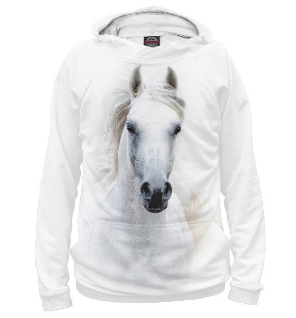 Женское худи с изображением Белая лошадь цвета Белый