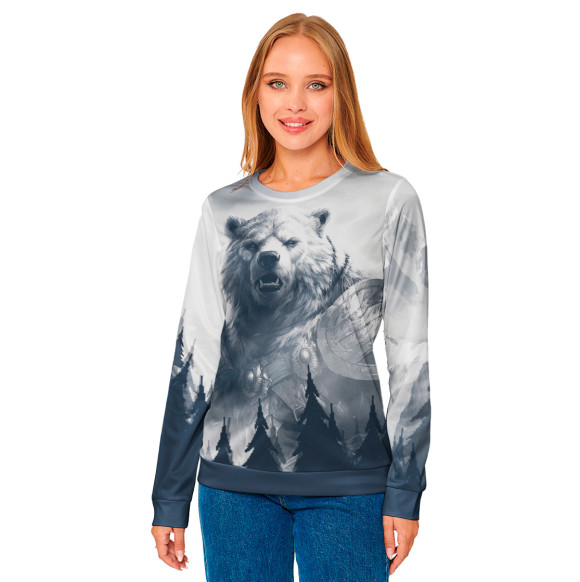 Женский свитшот с изображением Медведь цвета Белый