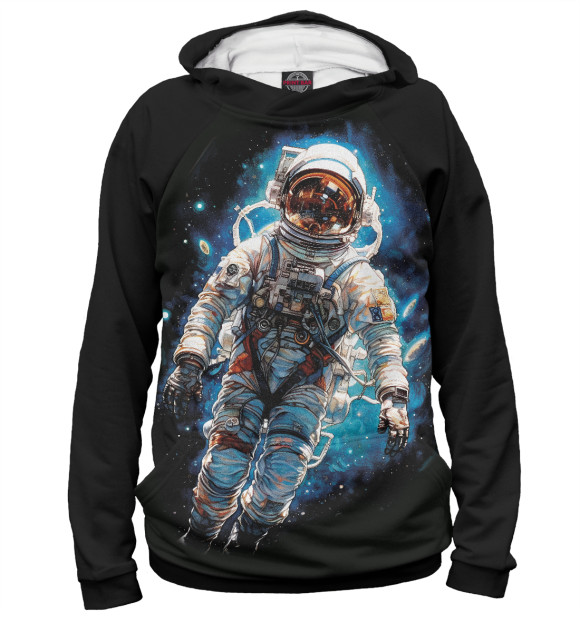 Худи для девочки с изображением Космонавт в открытом космосе цвета Белый
