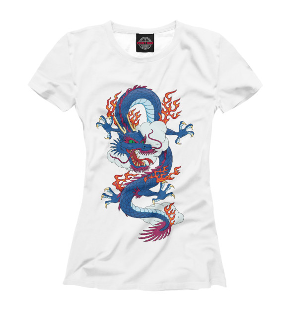 Футболка для девочек с изображением Китайский дракон цвета Белый