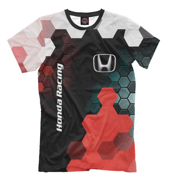Мужская футболка с изображением Honda Racing цвета Белый