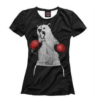 Женская футболка Медведь Боксёр