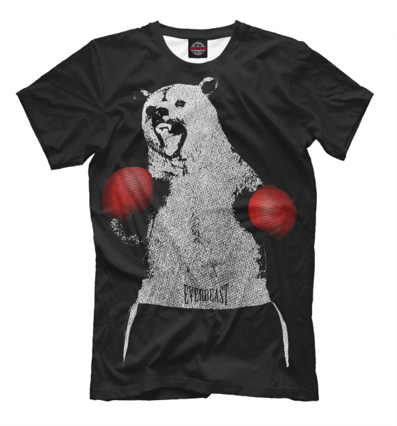 Футболка для мальчиков с изображением Медведь Боксёр цвета Черный