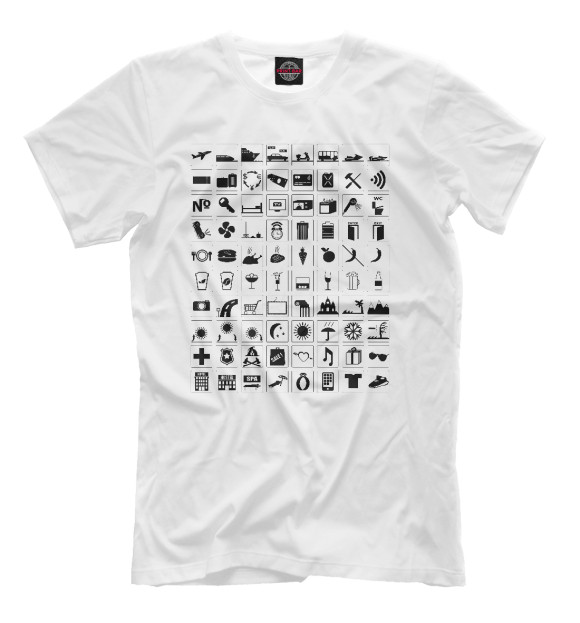 Мужская футболка с изображением 80 интуитивно понятных знаков цвета Белый