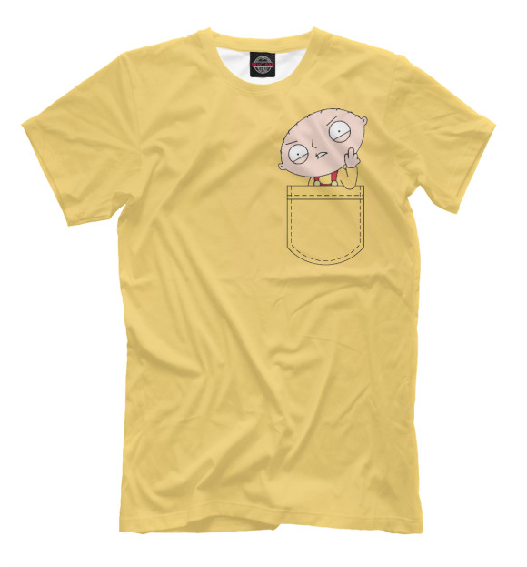 Мужская футболка с изображением Стьюи Гриффин в кармашке цвета Персиковый