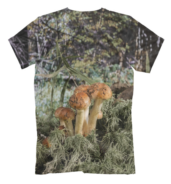 Мужская футболка с изображением Семейка опят на опушке леса цвета Белый