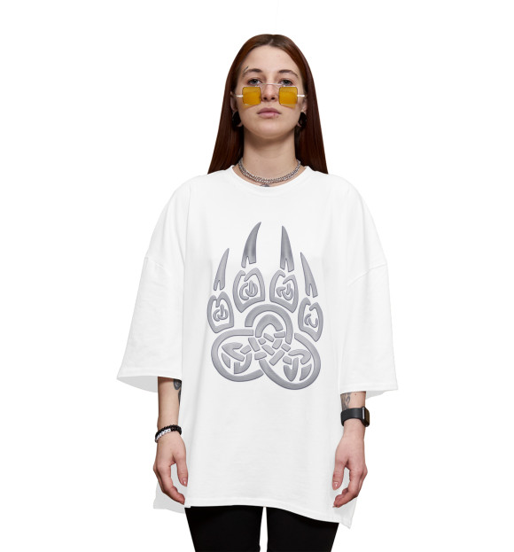 Женская футболка оверсайз с изображением Оберег Печать Велеса цвета Белый