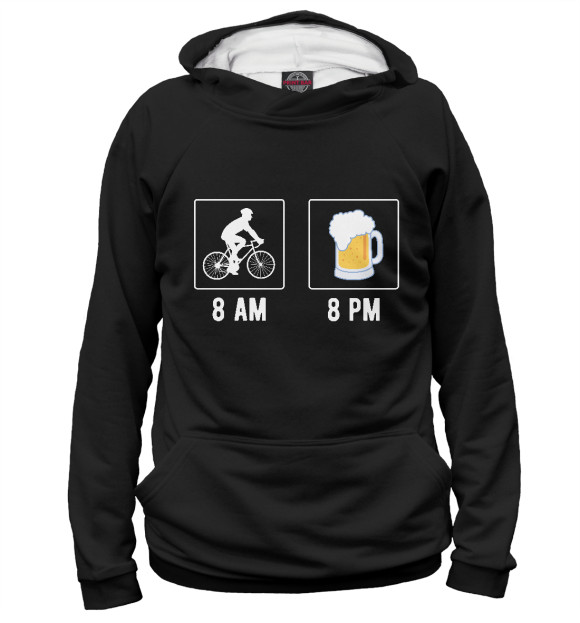 Женское худи с изображением Утром - велосипед, вечером - по пиву! цвета Белый