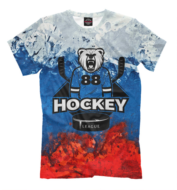 Мужская футболка с изображением Русский хоккеист цвета Молочно-белый
