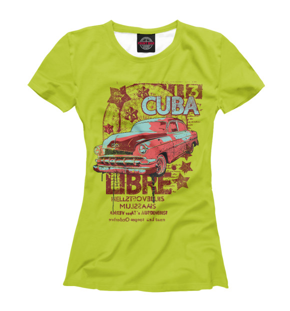 Женская футболка с изображением CUBA цвета Белый