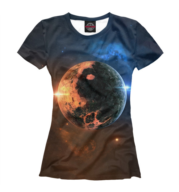 Женская футболка с изображением Планета цвета Белый