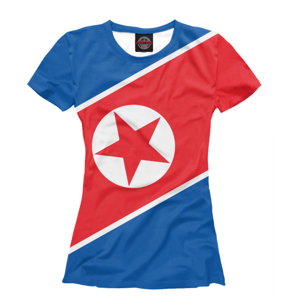 Женская футболка с изображением Северная Корея цвета Белый