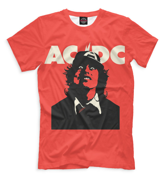 Мужская футболка с изображением AC/DC цвета Темно-розовый