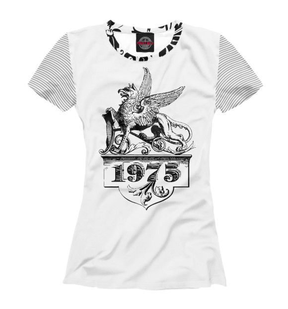 Женская футболка с изображением 1975 год Оберег Грифон цвета Белый