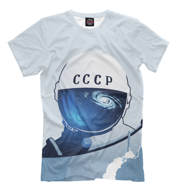 Мужская футболка с изображением Космонавт СССР цвета Молочно-белый