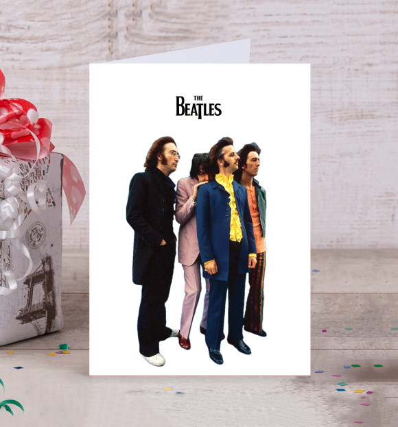 Открытка с изображением The Beatles цвета Белый