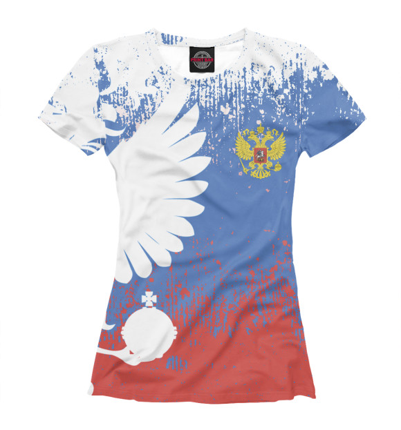 Футболка для девочек с изображением Символика РФ цвета Белый