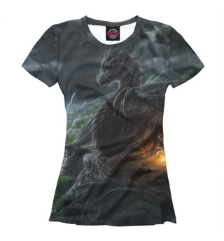 Женская футболка Дракон и волк