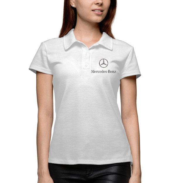Женское поло с изображением Mercedes-Benz цвета Белый