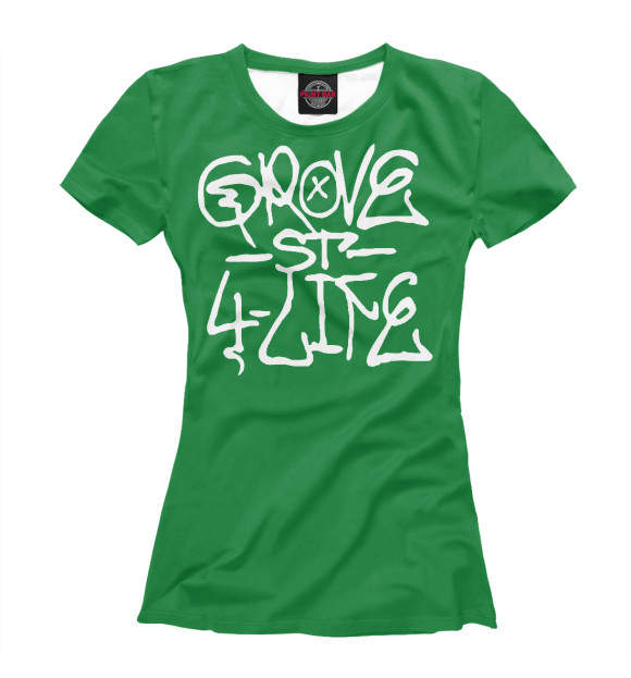 Женская футболка с изображением Grove street4life цвета Белый
