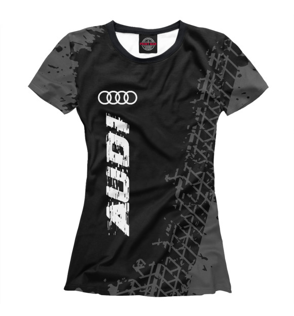 Женская футболка с изображением Audi Speed Tires на темном (потертости) цвета Белый