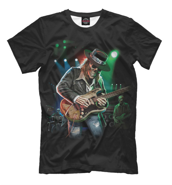 Мужская футболка с изображением Гитарист цвета Черный
