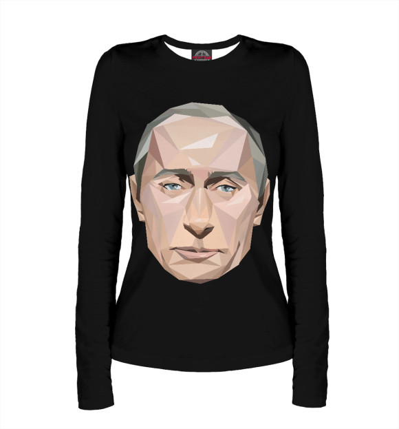 Женский лонгслив с изображением Путин Мозаика цвета Белый