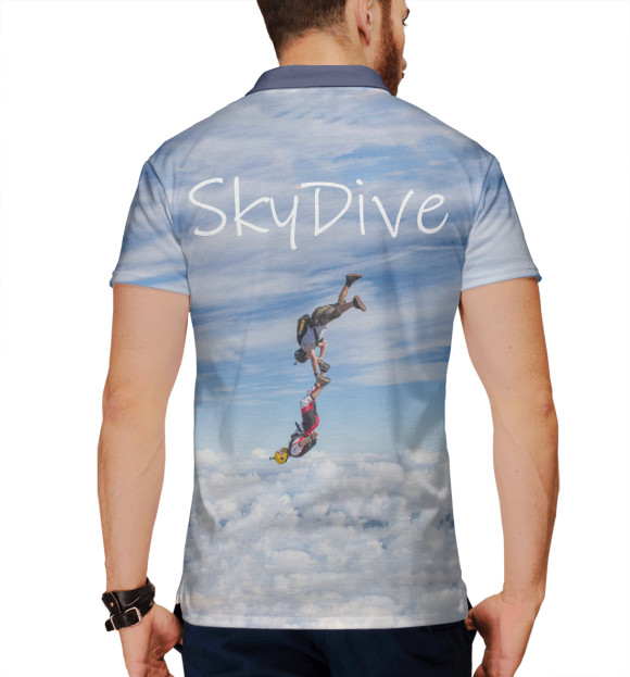 Мужское поло с изображением SkyDive цвета Белый