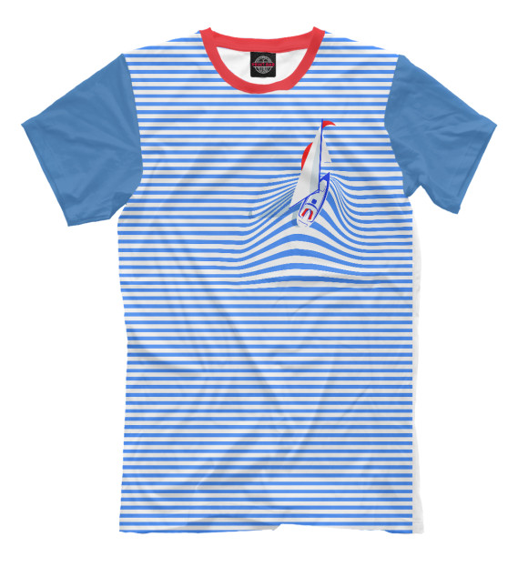 Мужская футболка с изображением Парусник цвета Молочно-белый