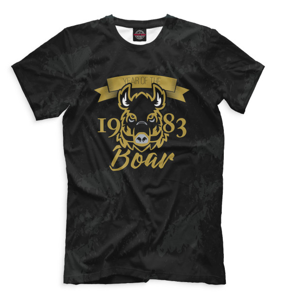 Мужская футболка с изображением Год кабана — 1983 цвета Черный