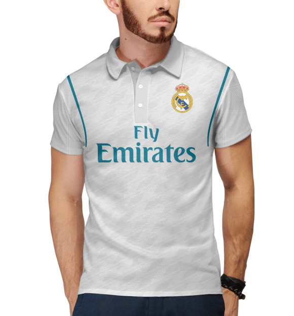 Мужское поло с изображением Форма Реал Мадрид  Домашняя 17/18 цвета Белый
