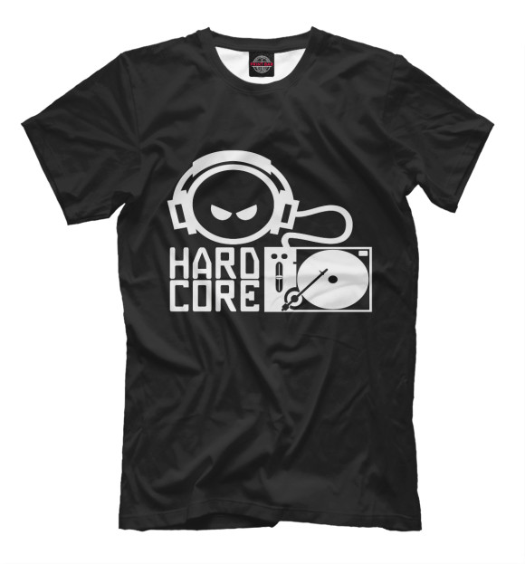 Мужская футболка с изображением Hard core цвета Черный