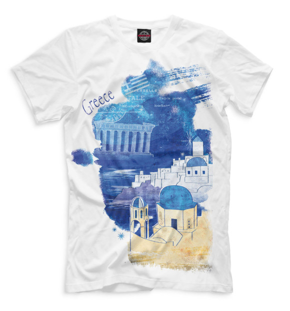 Мужская футболка с изображением Греция цвета Молочно-белый