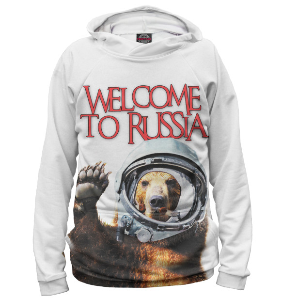 Худи для мальчика с изображением Welcome to Russia цвета Белый