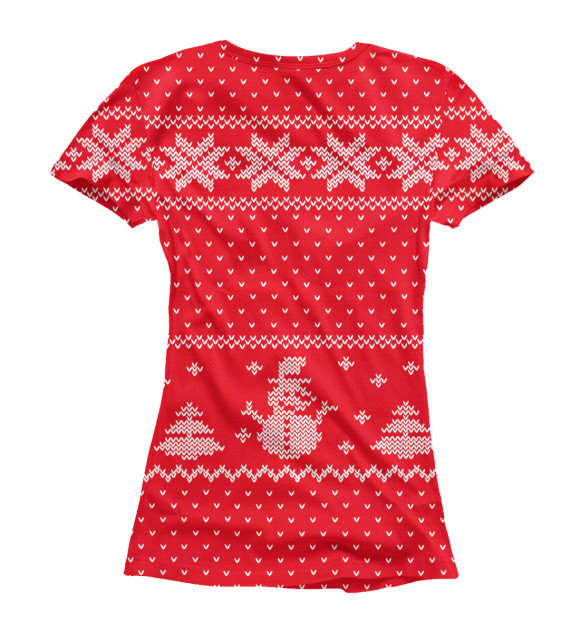 Женская футболка с изображением Свитер от Деда Мороза цвета Белый